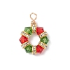 2Pcs 2 Colors K9 Glass and Brass Crystal Rhinestone Beaded Hexagon Pendants PALLOY-JF04343-2