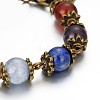 Tibetan Style Alloy Mixed Stone Watch Bracelets BJEW-JB01754-4