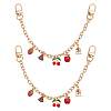 2Pcs Alloy FireBrick Enamel Fruit Charm Cable Chain Purse Decorative Chains HJEW-ME00012-1