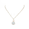 Natural Aquamarine Hexagon & Pearl Braided Pendant Necklace & Dangle Earrings SJEW-JS01263-7