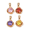 Brass Pave Cubic Zirconia Pendants KK-E795-26KCG-01-1