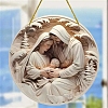 Flat Round with Birth of Juses Acrylic Hanging Ornaments PW-WGFF010-01-4