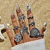 8Pcs 8 Styles Alloy Starfish/Shell Shape/Coconut Tree Finger Rings for Unisex PW-WG7F8AF-01-1