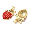Strawberry Brass Enamel Micro Pave Cubic Zirconia Pendants KK-M325-14B-G-3