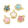 Rack Plating Brass Micro Pave Cubic Zirconia & Shell & Enamel Box Clasps KK-S373-02G-1