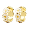Brass Enamel Hoop Earrings EJEW-S277-01G-4