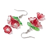 Flower Acrylic & Glass Dangle Earrings EJEW-JE06193-5