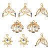 8Pcs 4 Styles Brass Micro Pave Cubic Zirconia Pendants KK-FS0001-96-1