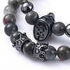 Natural Bloodstone Stretch Beaded Bracelets Sets BJEW-JB05173-04-3