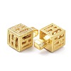 Alphabet Brass Micro Pave Clear Cubic Zirconia Pendants ZIRC-O045-01G-H-3