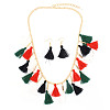Christmas Polyester Tassel Necklaces & Dangle Earring Sets FS-WG24699-06-1
