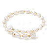 Natural Cultured Freshwater Pearl & Brass Beaded Bangles for Women BJEW-JB13341-2