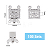 DICOSMETIC 100 Sets 2-Strands 4-Holes 304 Stainless Steel Box Clasps STAS-DC0012-94-2