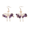 Natural Amethyst Chips Dangle Earrings EJEW-S214-01B-1