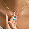 4Pcs 2 Colors Glass Pendants PALLOY-CA00017-6