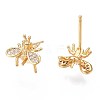 Brass Micro Pave Cubic Zirconia Stud Earring Findings KK-N233-044-01-2