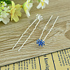 Lady's Hair Accessories Silver Color Iron Rhinestone Flower Hair Forks PHAR-S184-10-1