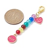 Mother's Day Flat Round with Word Mom & Heart Alloy Enamel Pendant Decorations HJEW-JM01510-5