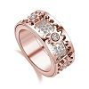 Gear Brass Micro Pave Clear Cubic Zirconia Rotatable Finger Rings FS-WGBD3BF-22-1