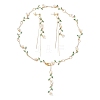 Brass Micro Pave Cubic Zirconia Dangle Stud Earrings & Chain Necklace Sets SJEW-JS01323-3