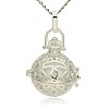 Silver Color Plated Brass Hollow Round Cage Pendants LS-KK-J240-07S-1