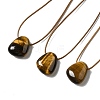 Natural Tiger Eye Triangle Pendant Necklace with Waxed Cord for Women NJEW-G093-01B-1