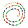 Brass Enamel Column Link Chain Necklaces NJEW-H039-06A-01G-2