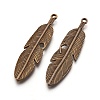 Tibetan Style Alloy Feather Big Pendants LS-TIBEP-A12720-AB-NR-2