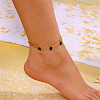 Alloy and Acrylic 5-Petal Flower Link Chain Double Layer Anklets for Women FS-WG1ACB2-01-1