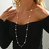 Elegant Natural Pearl & Clear Cubic Zirconia Long Necklaces LP2810-2