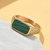 316L Stainless Steel Natural Malachite Finger Rings for Women RJEW-U054-02C-01G-3