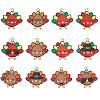 24Pcs 12 Styles Thanksgiving Day Cute Printed Alloy Pendants ENAM-SC0005-20-1