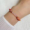 Dyed Synthetic Imperial Jasper Cuboid & Faceted Rondelle Dyed White Jade & Round Brass Beaded Stretch Bracelets QY8342-9-2