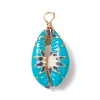 Printed Natural Cowrie Shell Pendants PALLOY-JF03991-3