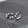 Twisted Rhodium Plated 925 Sterling Silver Small Huggie Hoop Earrings EJEW-I260-37P-6