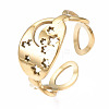 304 Stainless Steel Moon and Star Open Cuff Ring RJEW-T023-12G-3