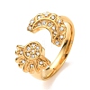 304 Stainless Steel Rhinestone Cuff Open Rings RJEW-E302-04G-2
