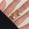 304 Stainless Steel and Glass-based Imitation Pearl Dangle Earrings for Women FS-WG0AE83-02-1