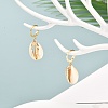 Electroplate Cowrie Shell Dangle Leverback Earrings for Girl Women EJEW-JE04639-2