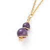 Natural Amethyst Pendant Necklace & Dangle Earrings Jewelry Sets SJEW-JS01060-03-3