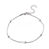 304 Stainless Steel Round Snake Chain Anklets AJEW-G024-13P-1