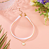 Alloy Enamel Letter Pendant Single Face White Velvet Ribbon & Brass Chain Double Layered Choker Necklaces NJEW-TAC0035-4