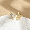 Brass Micro Pave Clear Cubic Zirconia Stud Earrings EJEW-R016-26G-14-3