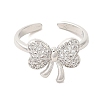 Bowknot Brass Micro Pave Clear Cubic Zirconia Cuff Rings for Women RJEW-G311-04D-P-2