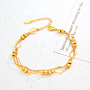 Vintage Beach Brass Rhombus Link Chain Double Layer Anklets for Women JU2009-1