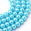 Baking Painted Pearlized Glass Pearl Round Bead Strands X-HY-Q330-8mm-48-1