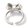 Bowknot Brass Micro Pave Clear Cubic Zirconia Open Cuff Rings for Women LS-RJEW-C098-13P-3