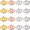 SUPERFINDINGS 16 Sets 4 Colors Brass Two Loops Heart Interlocking Clasps for DIY Jewelry KK-FH0004-13-1