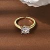 Brass Micro Pave Cubic Zirconia Cuff Open Rings for Women RJEW-B160-04G-1