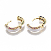 Brass Micro Pave Colorful Cubic Zirconia Huggie Hoop Earrings EJEW-S209-03F-4